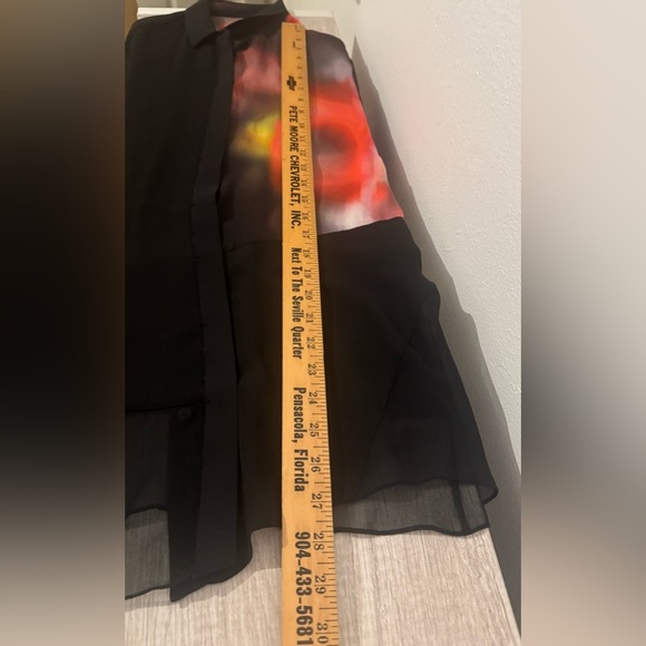 Elie Tahari Gracelynn Blouse Silk Sheer Poppy Abstract 90s Y2K Luxury Mod Sz SM - Picture 7 of 9